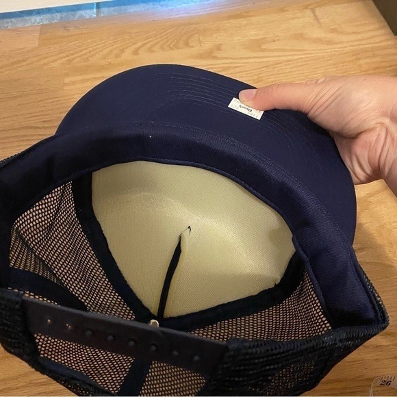 Vintage Atlanta Patch Snap Back Hat Mesh Trucker Georgia City Navy Blue - Picture 8 of 11